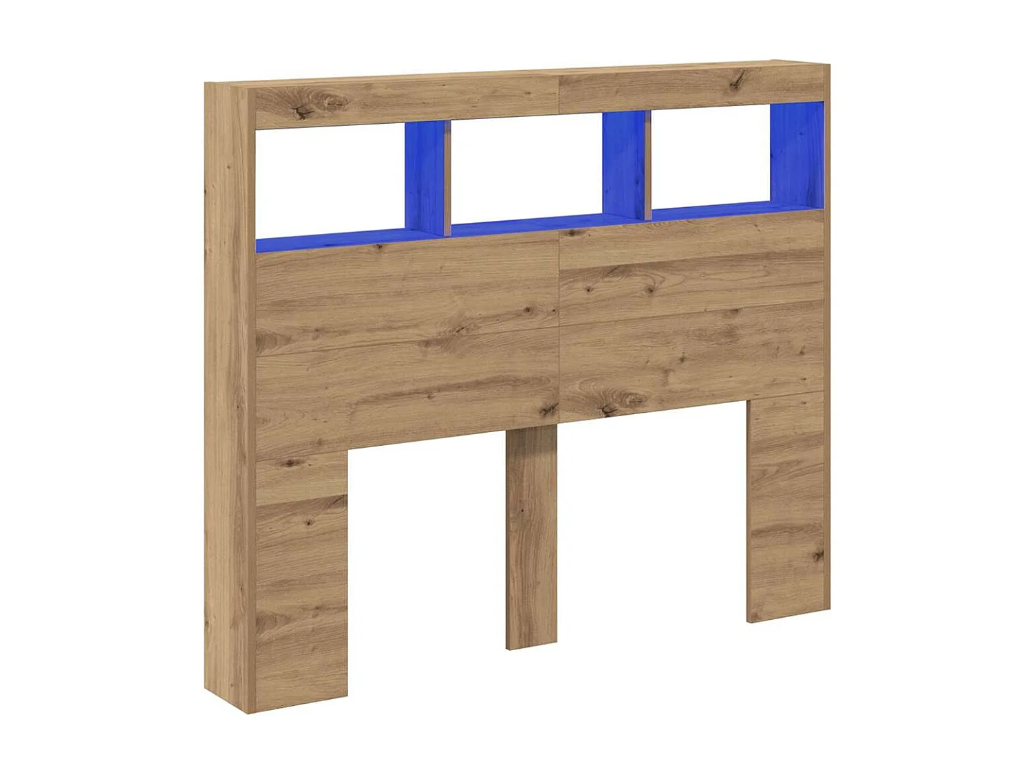 Cabecera | Cabezal de Cama | Mueble cabecero con LED con estante Roble artisan 121 x 17 x 102 cm