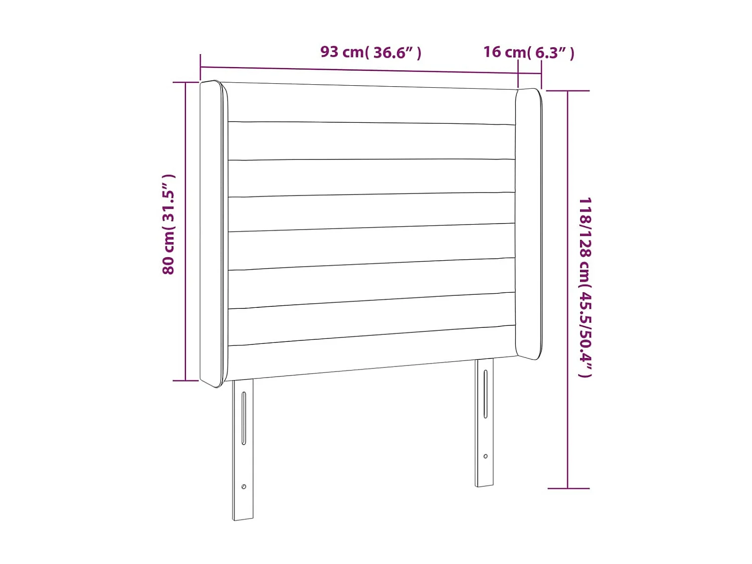 Tête de Lit | Panneau de tête pour lit Moderne avec oreilles Gris foncé 93x16x118/128 cm Tissu