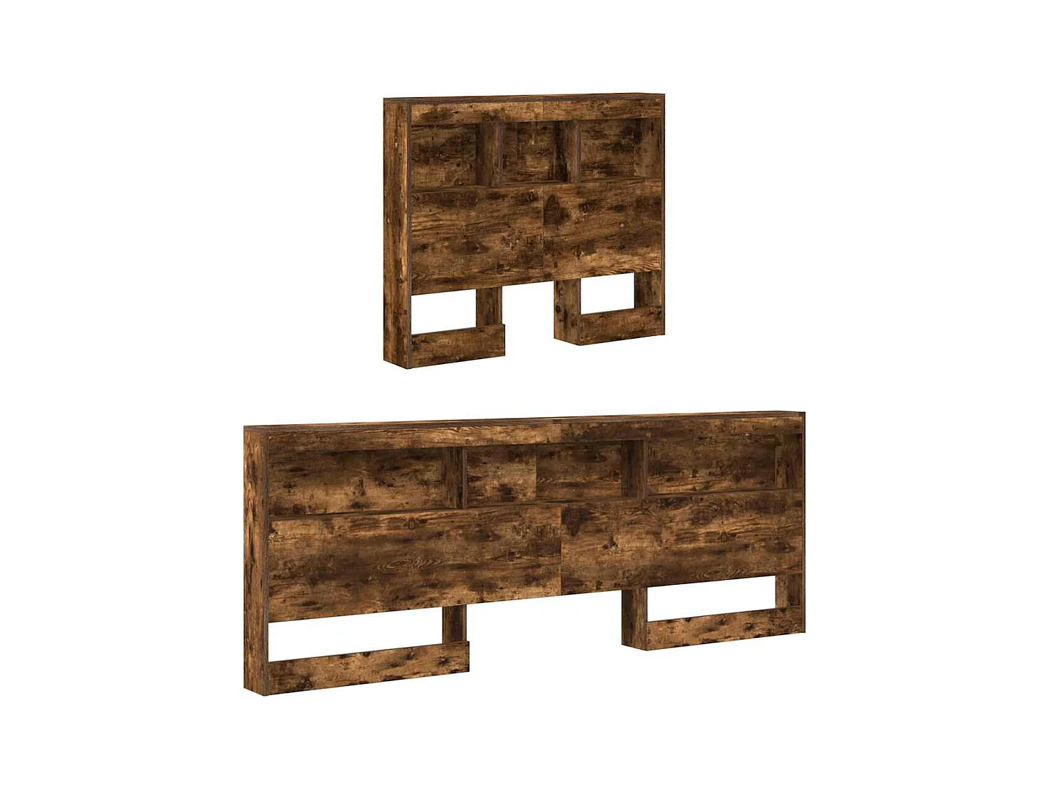 Mueble cabecero con almacenamiento | Cabecera de almacenamiento con estante Roble ahumado 80 cm