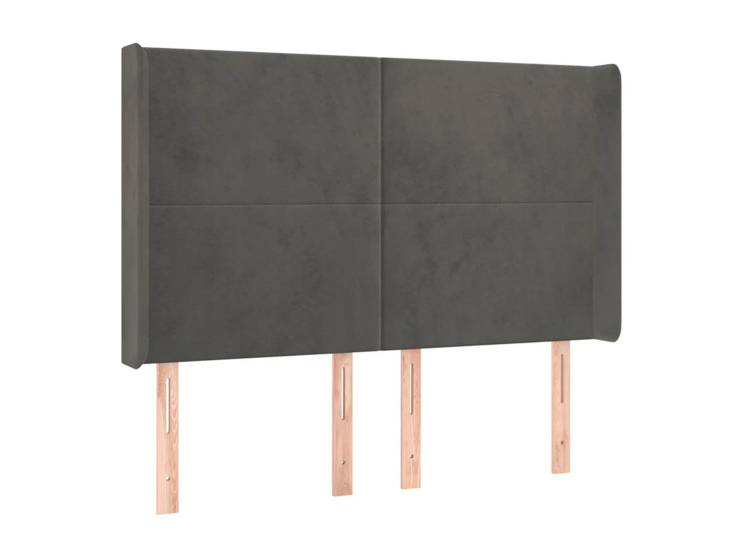 Tête de Lit | Panneau de tête pour lit Moderne à LED Gris foncé 147x16x118/128 cm Velours