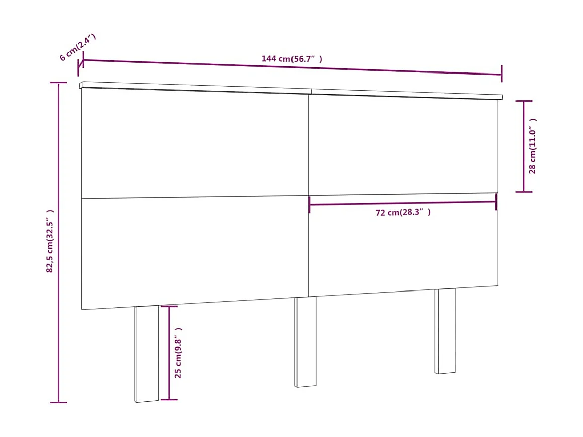 Hoofdbord | Hoofdeinde 144x6x82,5 cm massief grenenhout wit