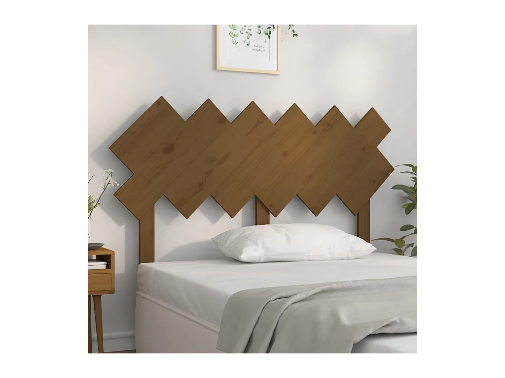 Cabecero de Cama | Cabezal de cama | Mueble de cabecero madera maciza de pino marrón miel 132x3x81cm