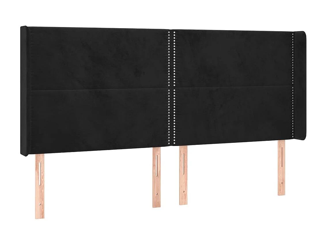 Hoofdbord | Hoofdeinde LED 183x16x118/128 cm fluweel zwart
