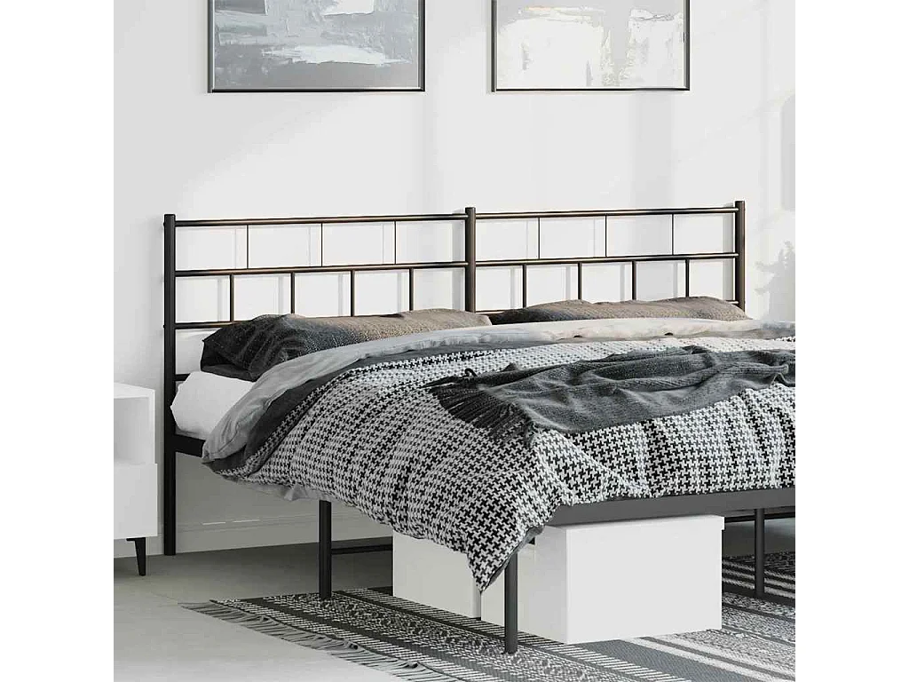 Mueble cabecero | Cabezal de cama | Cabecero de metal negro 193 cm