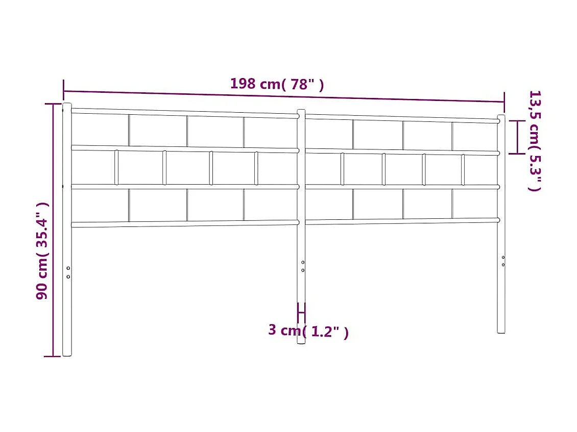 Mueble cabecero | Cabezal de cama | Cabecero de metal negro 193 cm