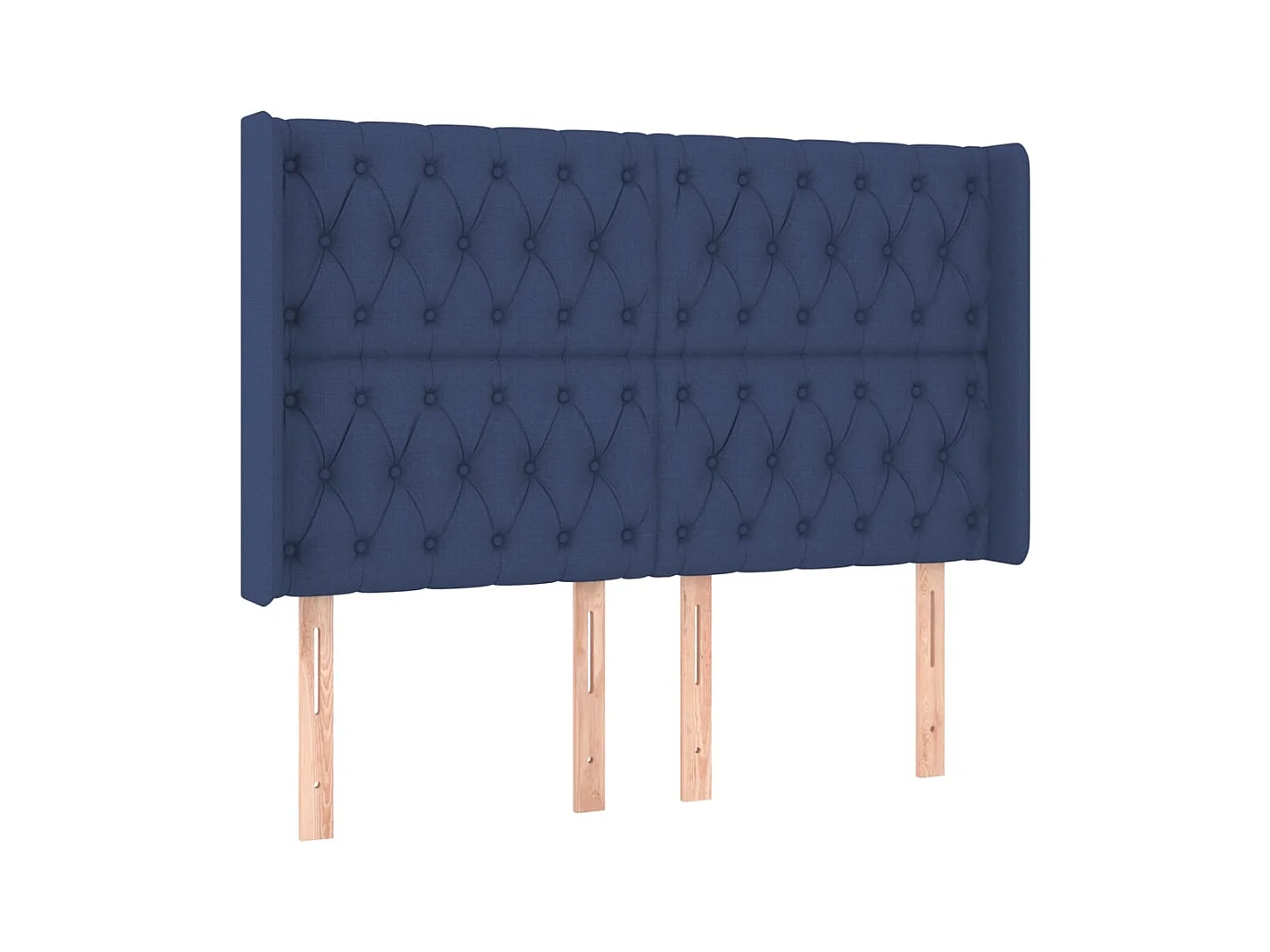 Cabecero | Cabezal de Cama | Mueble cabecero con orejas de tela azul 163x16x118/128 cm