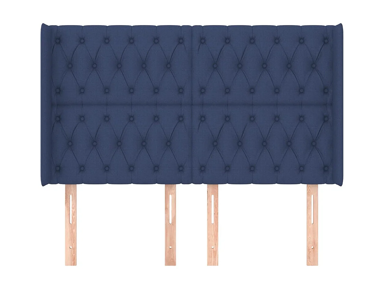 Tête de Lit | Panneau de tête pour lit Moderne avec oreilles Bleu 163x16x118/128 cm Tissu