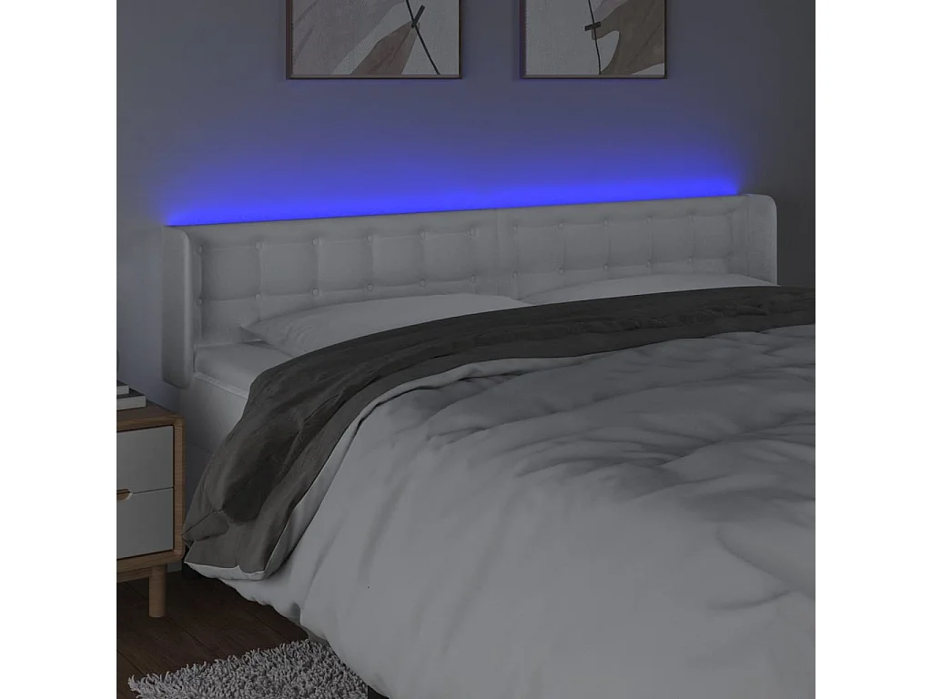 Hoofdbord | Hoofdeinde LED 183x16x78/88 cm kunstleer wit