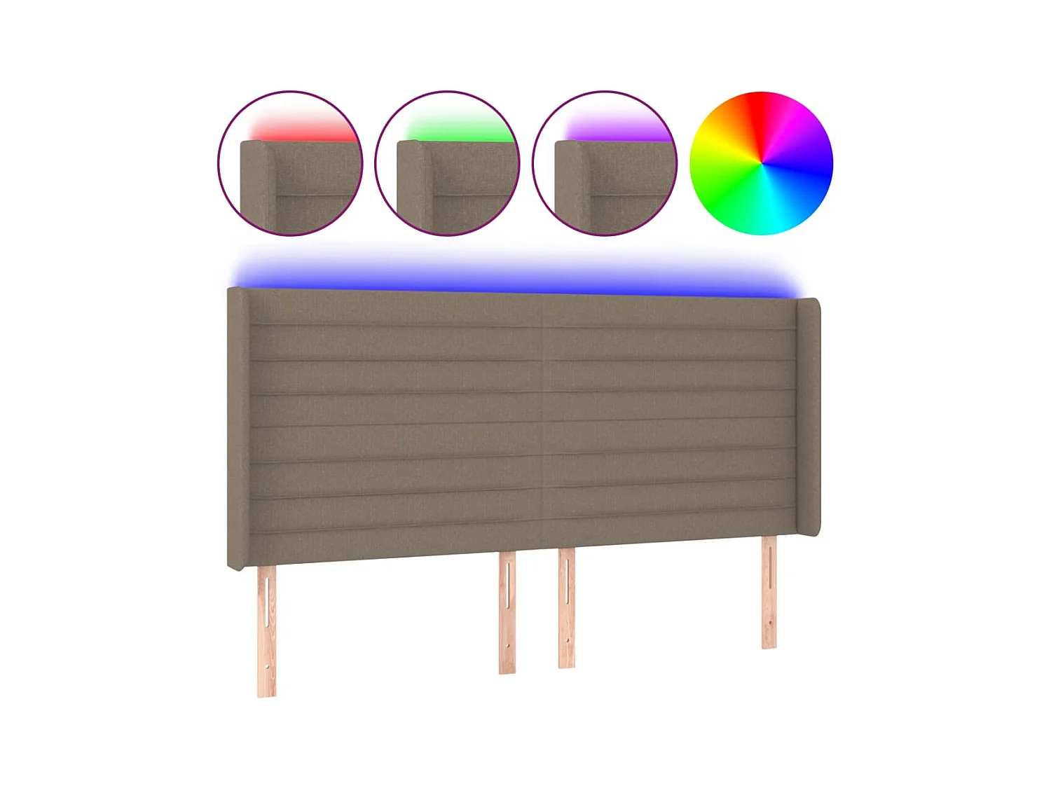 Tête de Lit | Panneau de tête pour lit Moderne à LED Taupe 163x16x118/128 cm Tissu