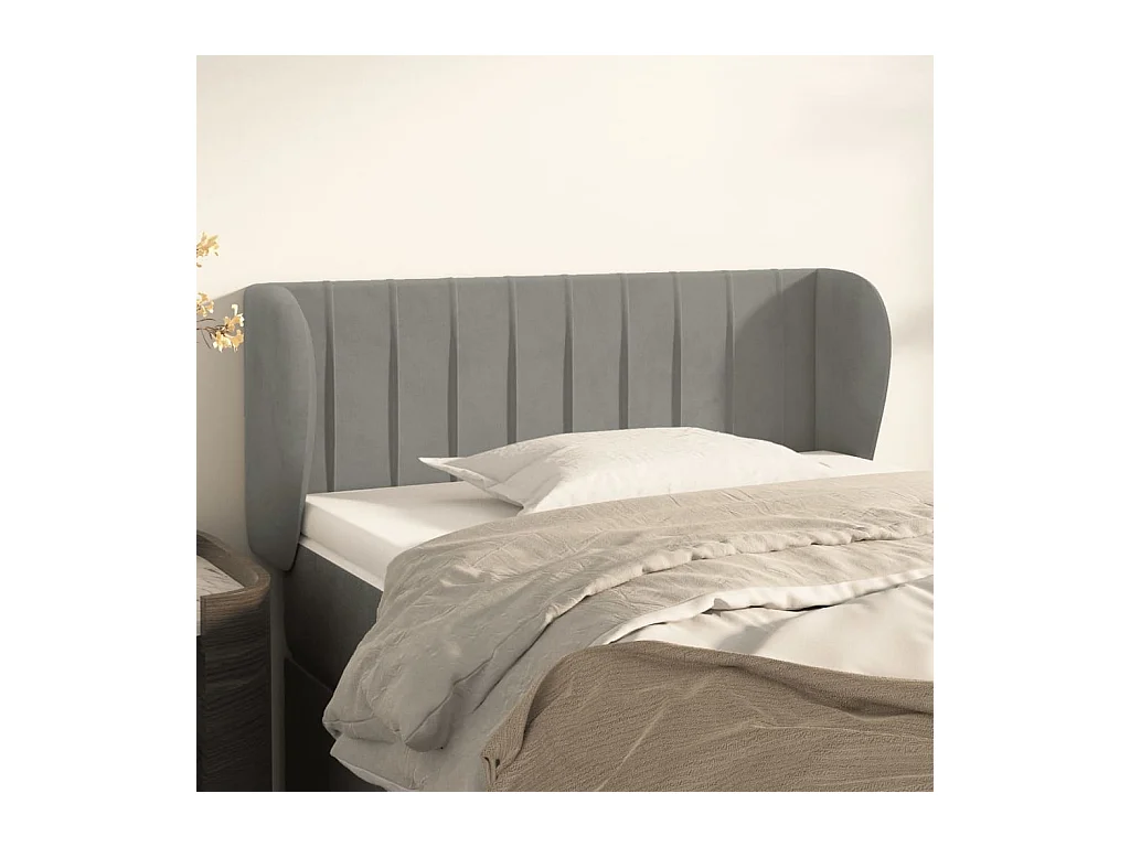 Mueble cabecero | Cabezal de cama | Cabecero de terciopelo gris claro 83x23x78/88 cm