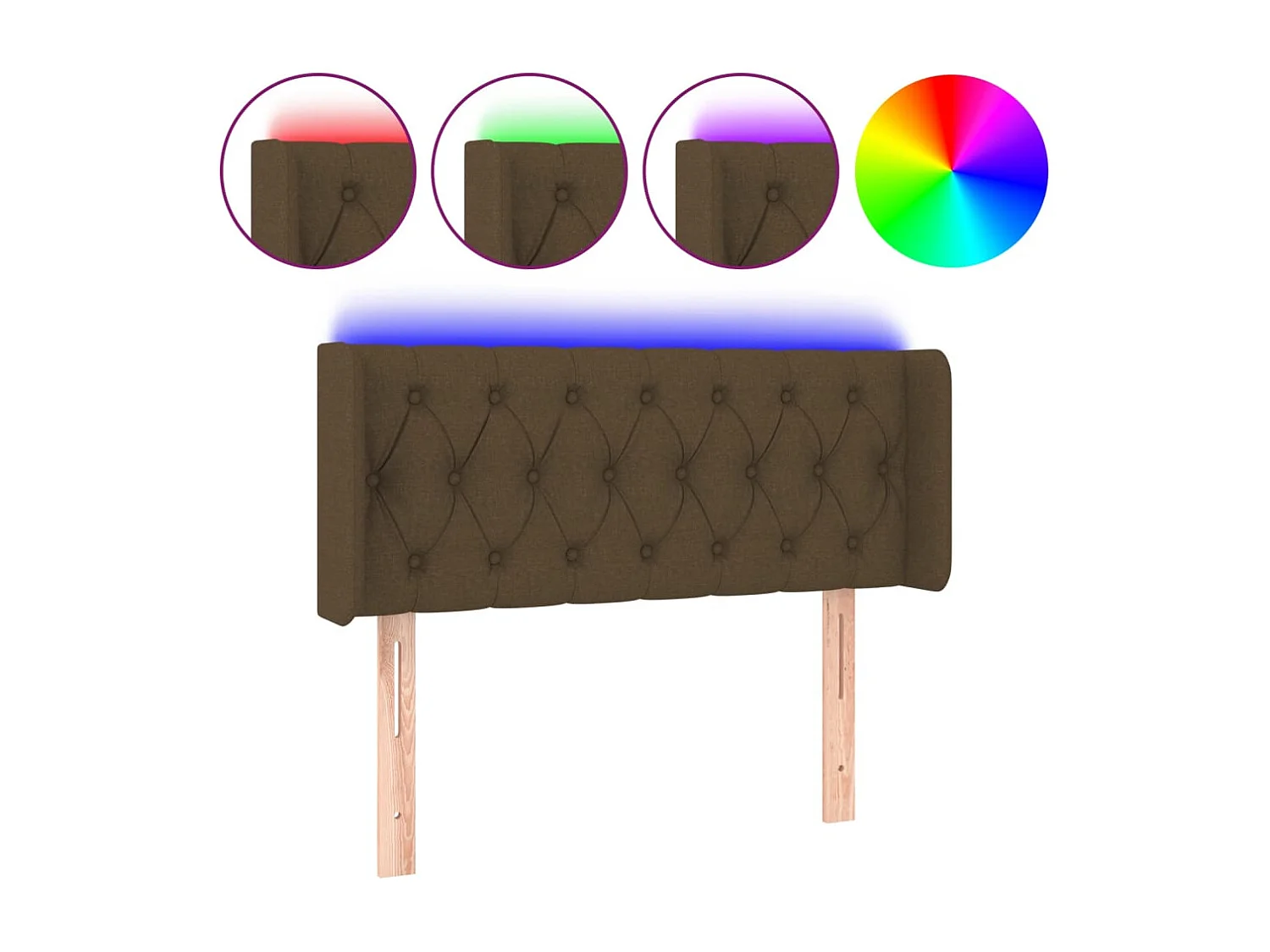 Tête de Lit | Panneau de tête pour lit Moderne à LED Marron foncé 93x16x78/88 cm Tissu