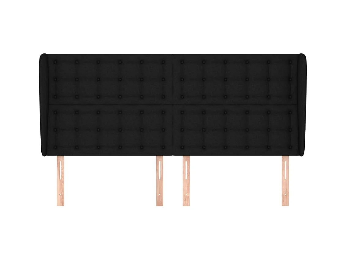 Tête de Lit | Panneau de tête pour lit Moderne avec oreilles Noir 203x23x118/128 cm Tissu