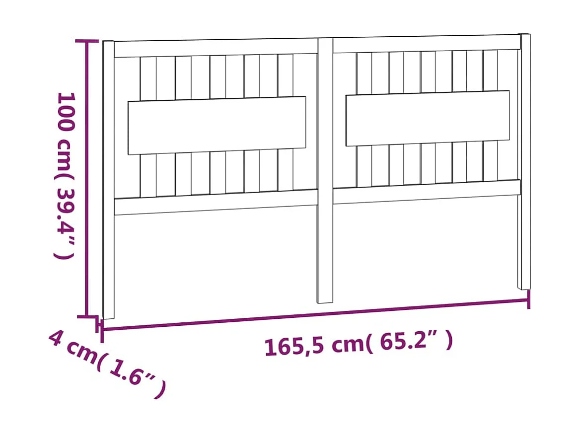 Hoofdbord | Hoofdeinde 165,5x4x100 cm massief grenenhout wit