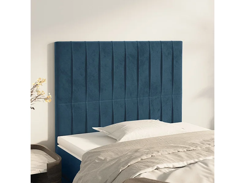Cabeceros | Cabezal de cama | Mueble de cabecero 2 unidades de terciopelo azul oscuro 90x5x78/88 cm