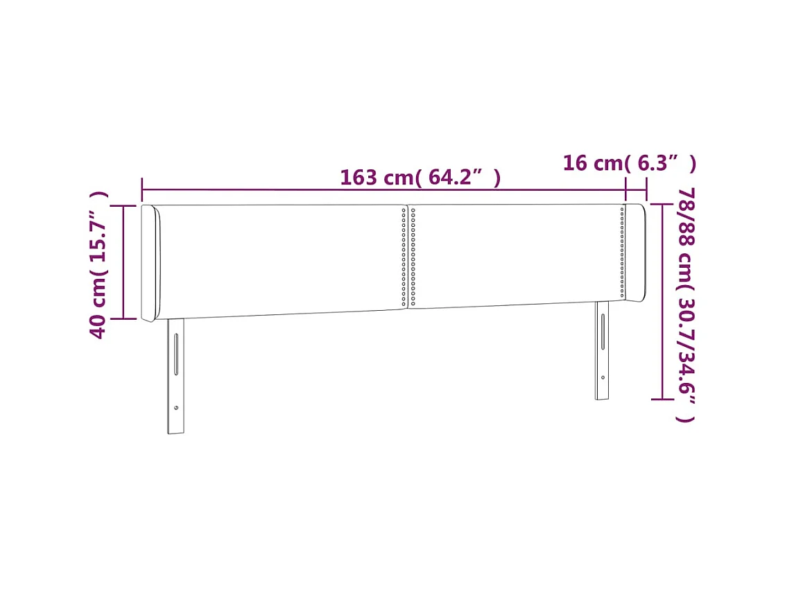 Cabecero | Cabezal de Cama | Mueble cabecero con LED de terciopelo negro 163x16x78/88 cm