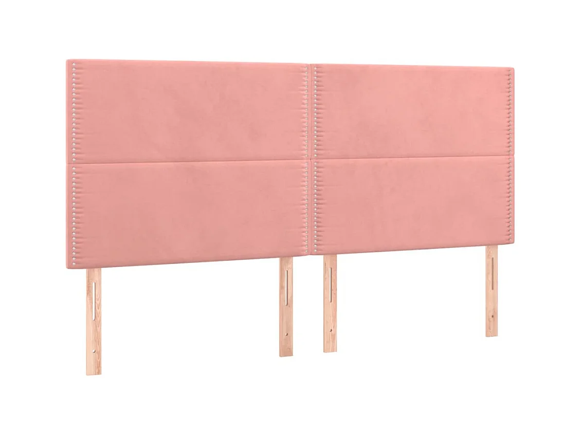 Cabeceros | Cabezal de cama | Mueble de cabecero 4 unidades de terciopelo rosa 90x5x78/88 cm