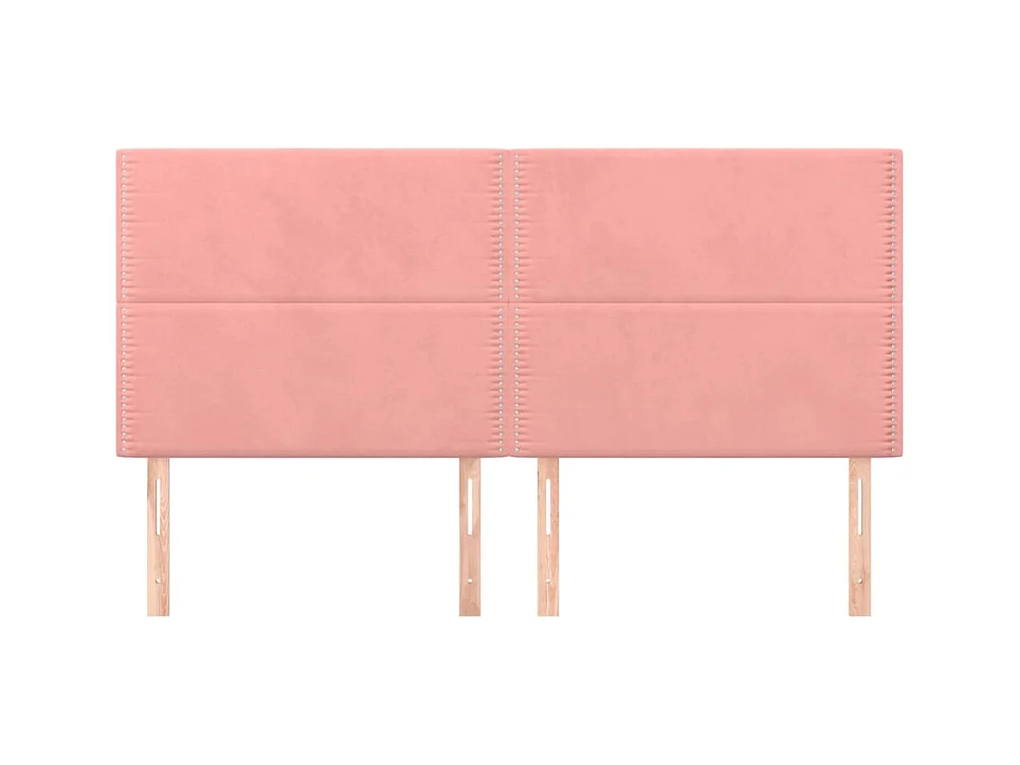 Cabeceros | Cabezal de cama | Mueble de cabecero 4 unidades de terciopelo rosa 90x5x78/88 cm