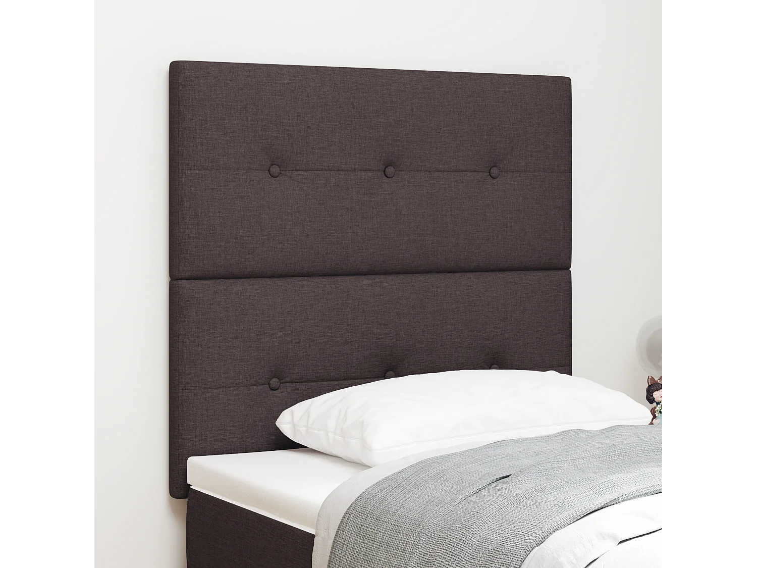 Tête de Lit | Panneau de tête pour lit Moderne Hauteur réglable Manuel Marron foncé 80 cm tissu