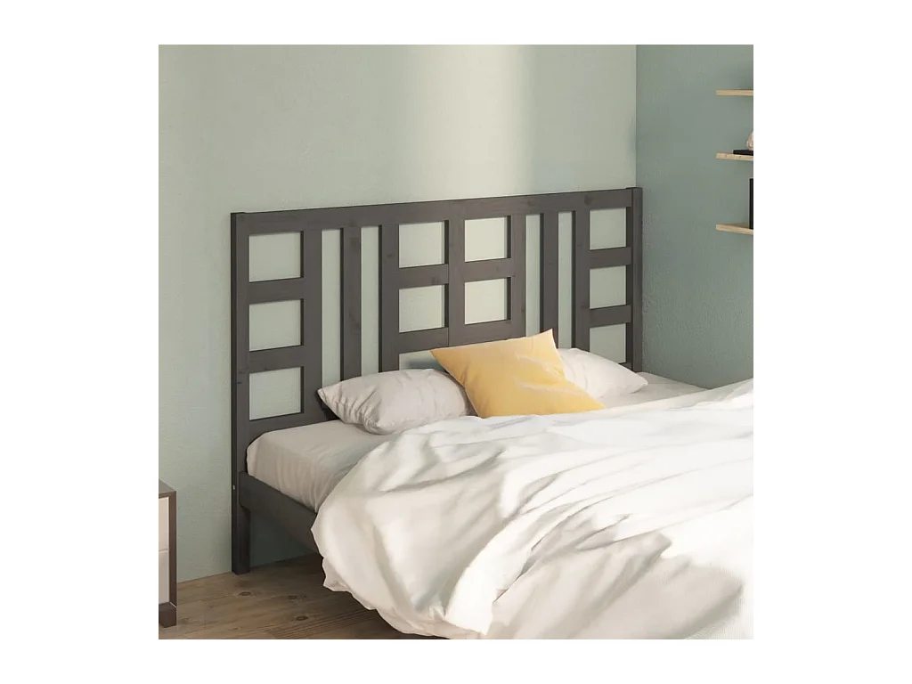 Cabecero de Cama | Cabezal de cama | Mueble de cabecero madera maciza de pino gris 126x4x100 cm