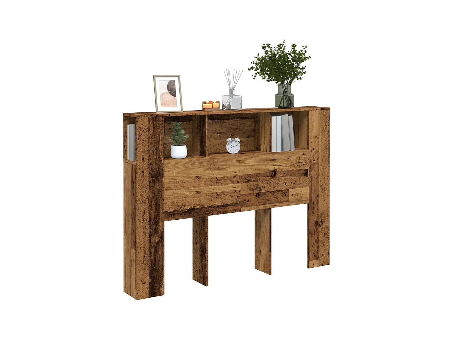 Mueble cabecero | Cabecero | Cabezal de cama armario madera ingeniería envejecida 140x18,5x102,5 cm