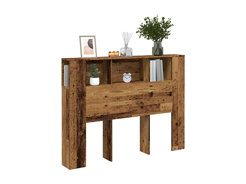 Tête de Lit avec rangement | Armoire de tête de lit vieux bois 140x18,5x102,5 cm