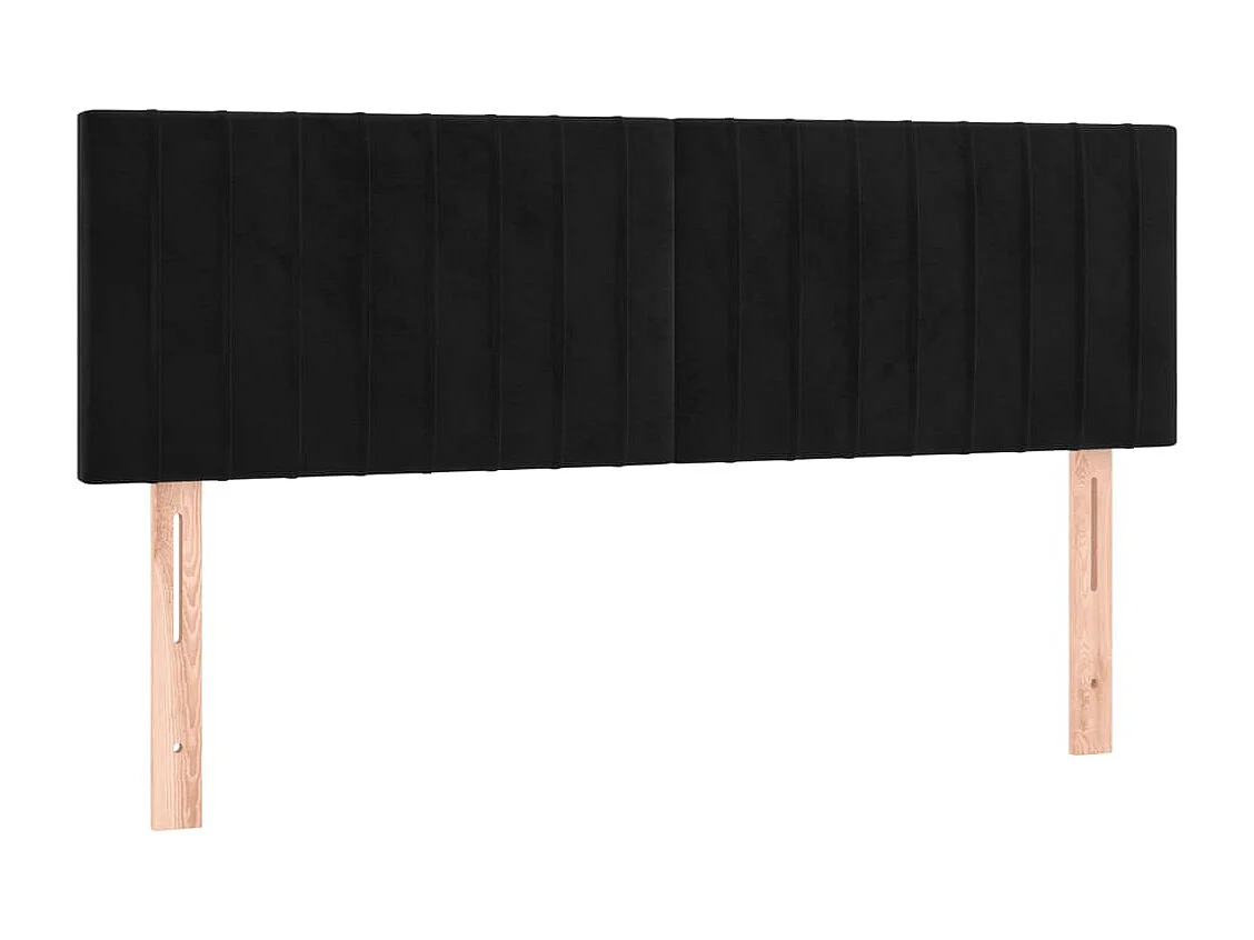 Tête de Lit | Panneau de tête pour lit Moderne à LED Noir 144x5x78/88 cm Velours