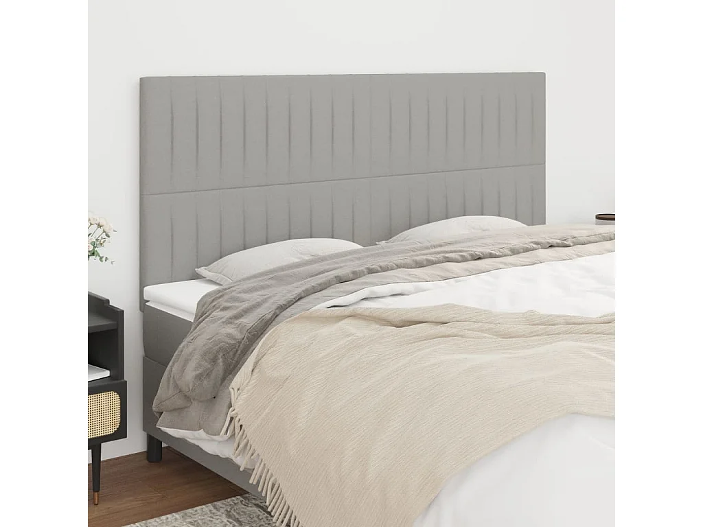 Têtes de lit | Panneaux de tête pour lit Moderne 4 pcs Gris clair 90x5x78/88 cm Tissu