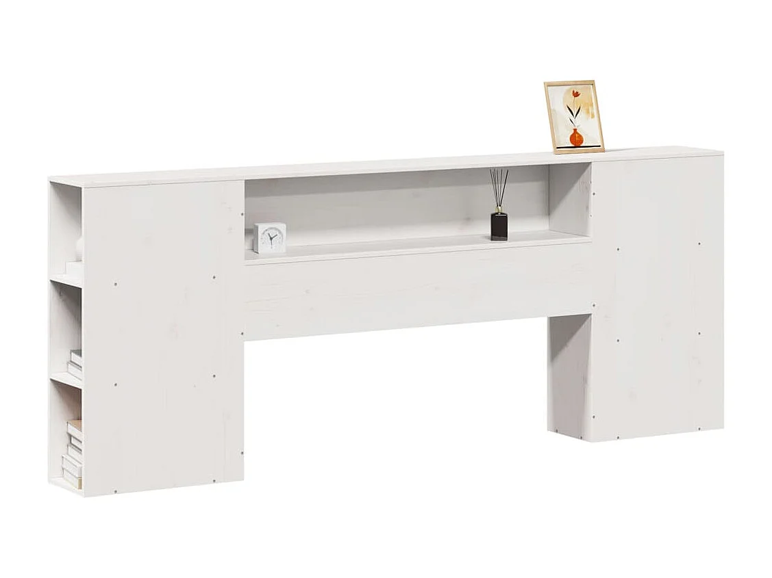 Tête de Lit | Panneau de tête pour lit Moderne avec rangement blanc 200 cm bois massif de pin