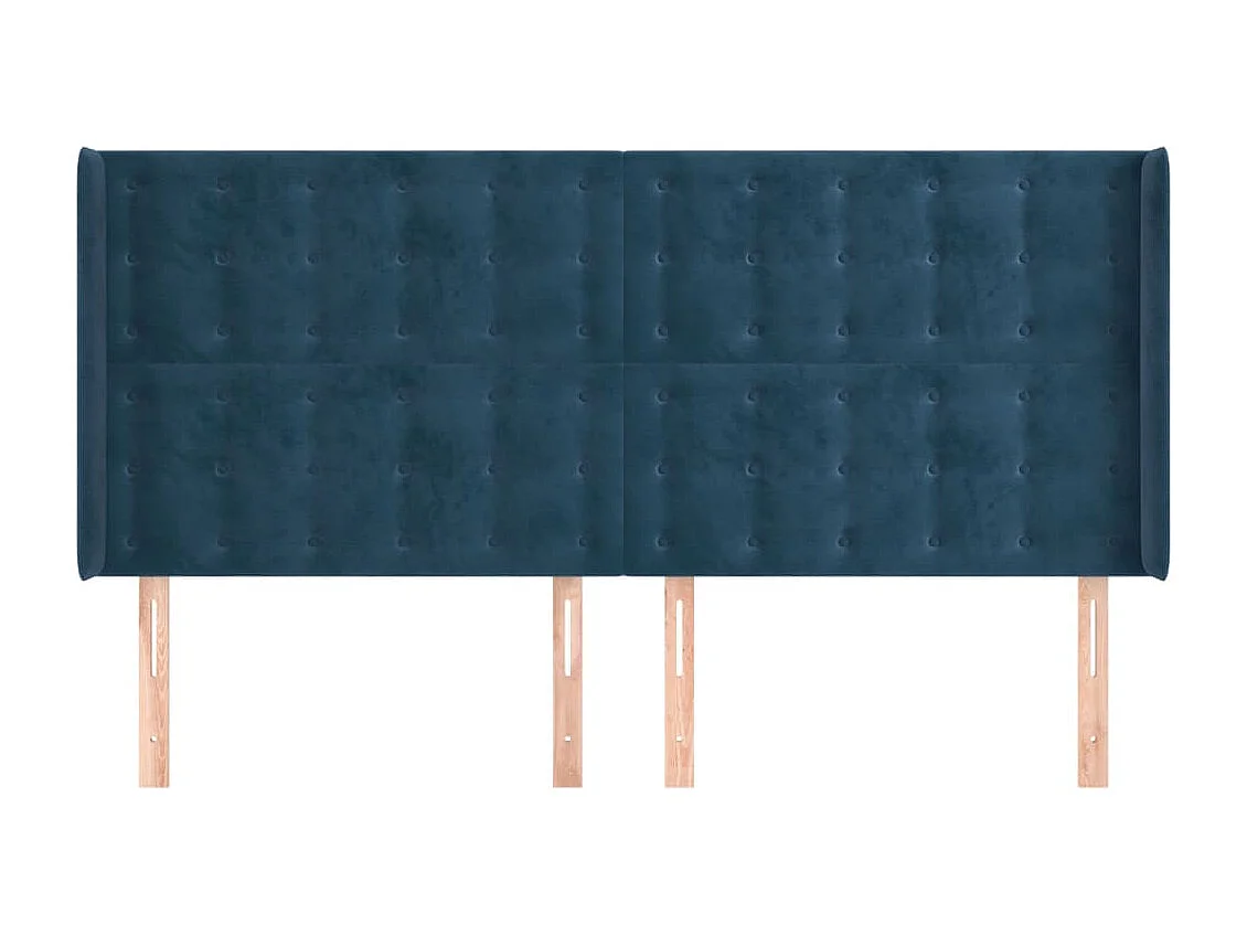 Tête de Lit | Panneau de tête pour lit Moderne avec oreilles Bleu foncé 163x16x118/128 cm Velours