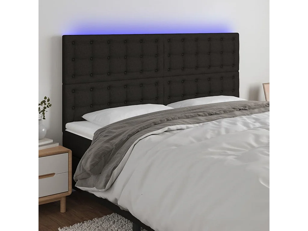 Hoofdbord | Hoofdeinde LED 160x5x118/128 cm stof zwart