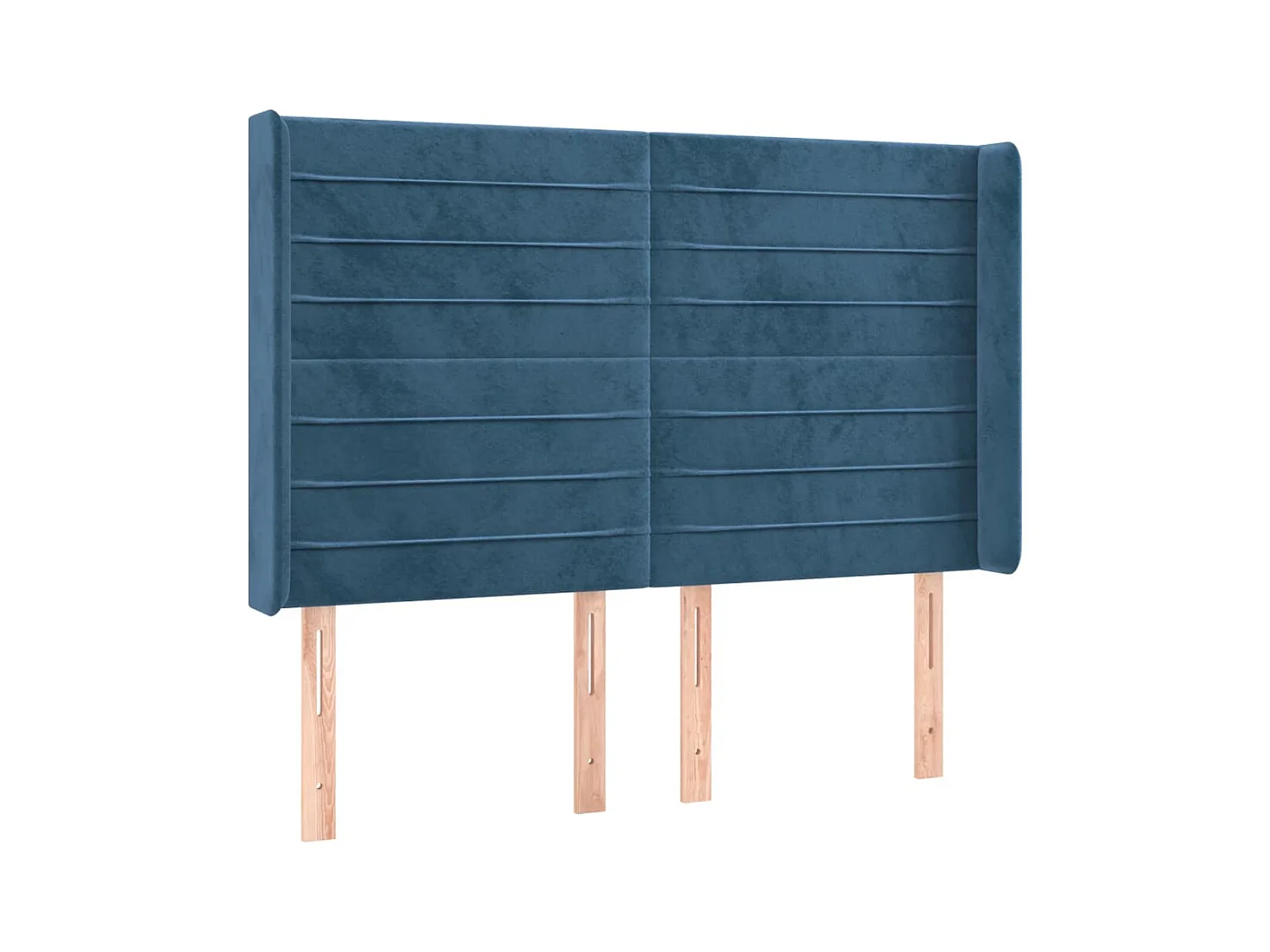 Cabecero | Cabezal de Cama | Mueble cabecero con orejas de terciopelo azul oscuro 147x16x118/128 cm