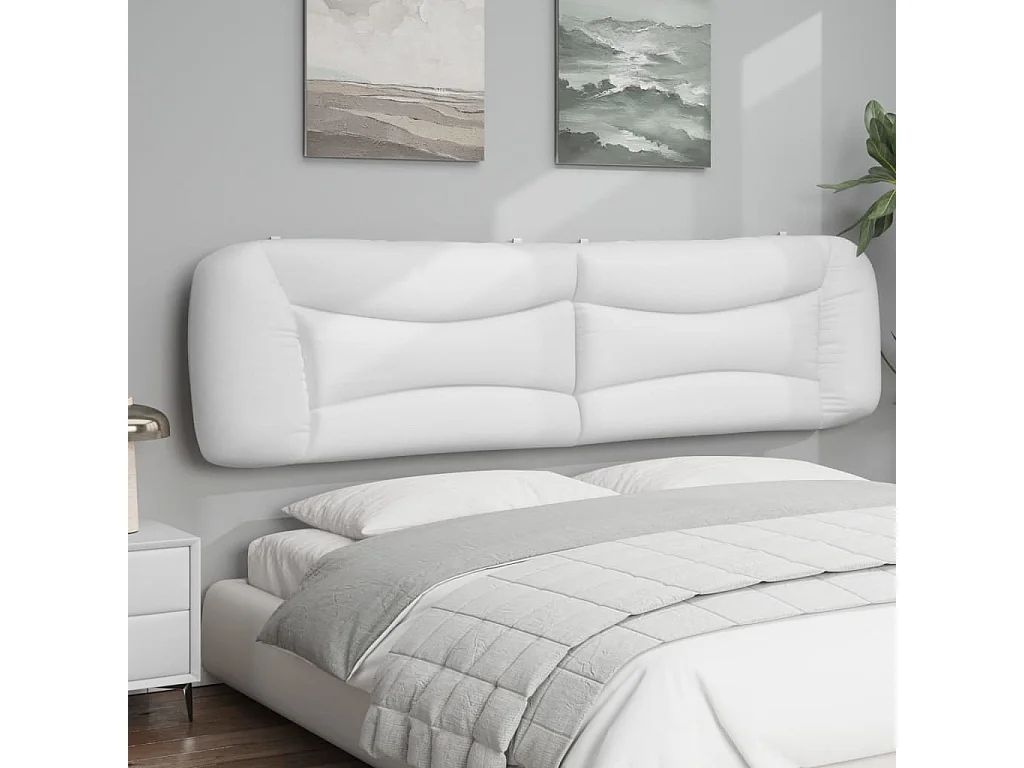 Tête de lit | Coussin de tête de lit | Tête de lit décoratif blanc 200 cm similicuir
