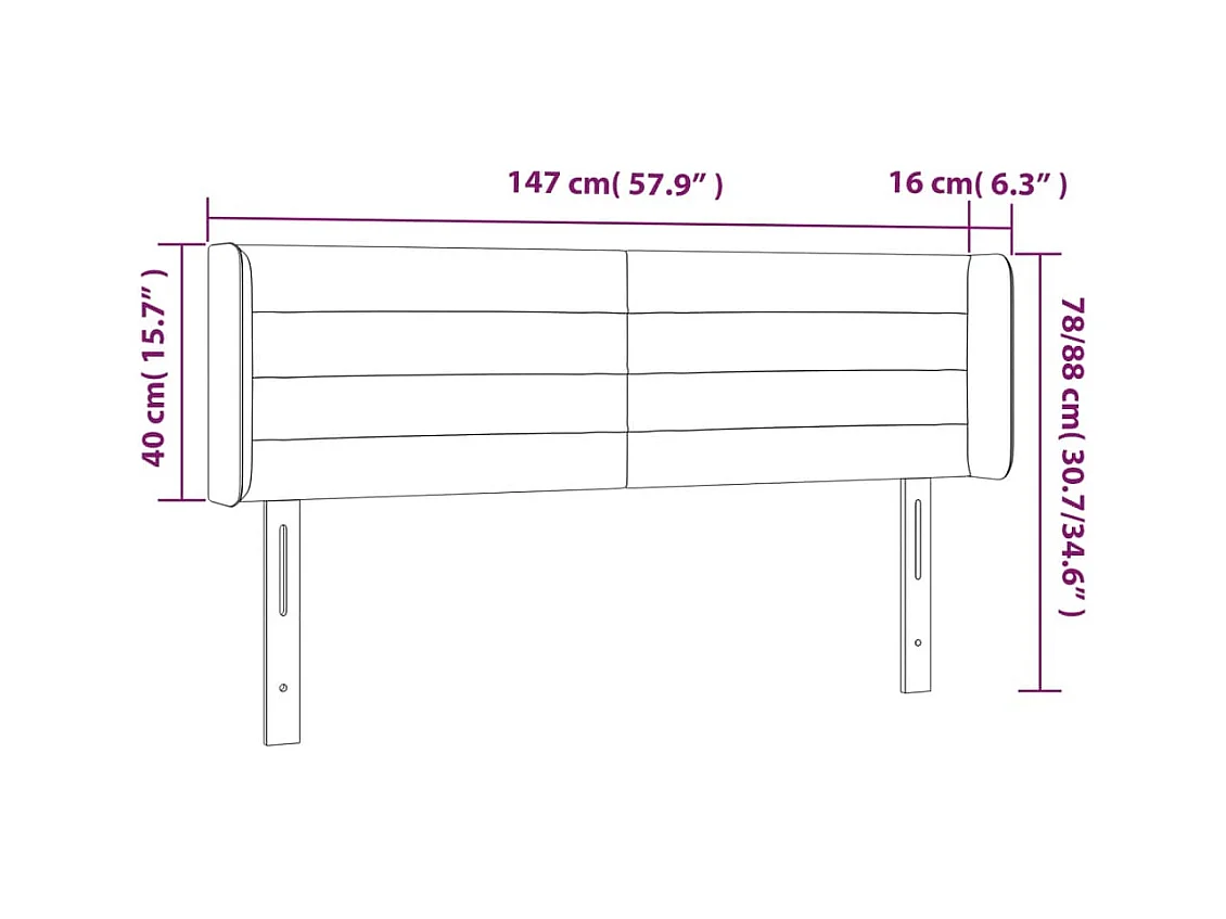 Mueble cabecero | Cabezal de cama | Cabecero con LED de tela crema 147x16x78/88 cm
