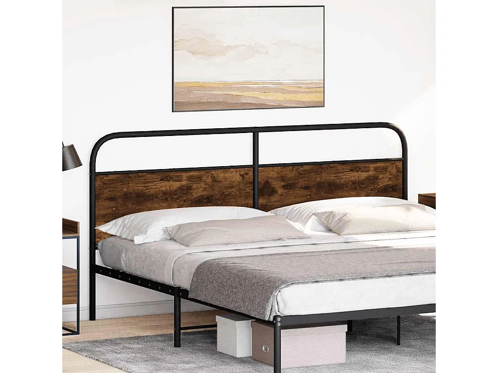 Tête de Lit | Panneau de tête pour lit Moderne chêne fumé 190 cm acier et bois d'ingénierie