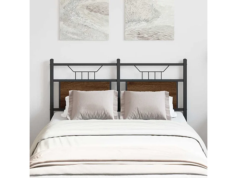 Mueble cabecero | Cabezal de cama | Cabecero de madera de ingeniería y acero marrón roble 120 cm