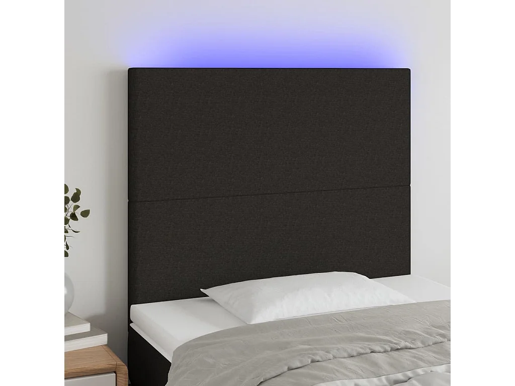 Hoofdbord | Hoofdeinde LED 90x5x118/128 cm stof zwart