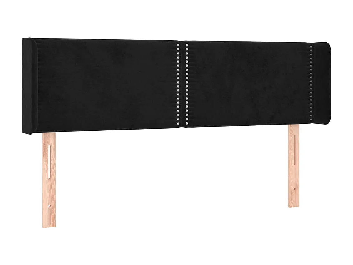 Tête de Lit | Panneau de tête pour lit Moderne à LED Noir 147x16x78/88 cm Velours