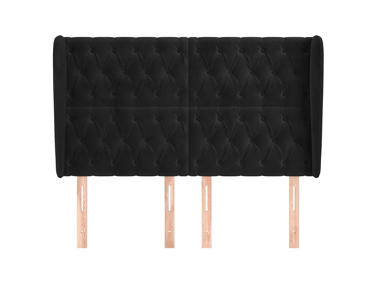 Cabecero | Cabezal de Cama | Mueble cabecero con orejas de terciopelo gris claro 163x23x118/128 cm