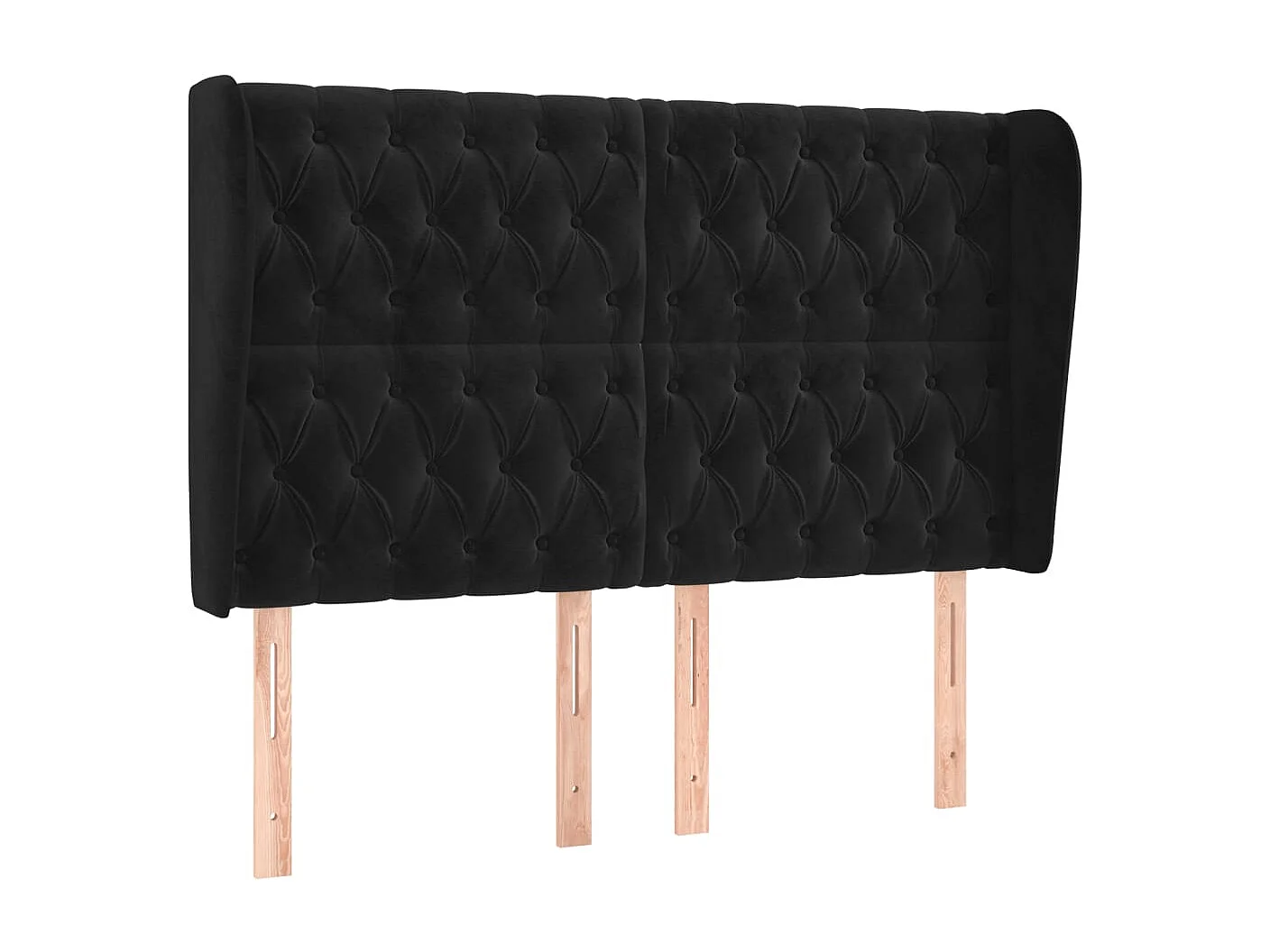 Tête de Lit | Panneau de tête pour lit Moderne avec oreilles Noir 163x23x118/128 cm Velours