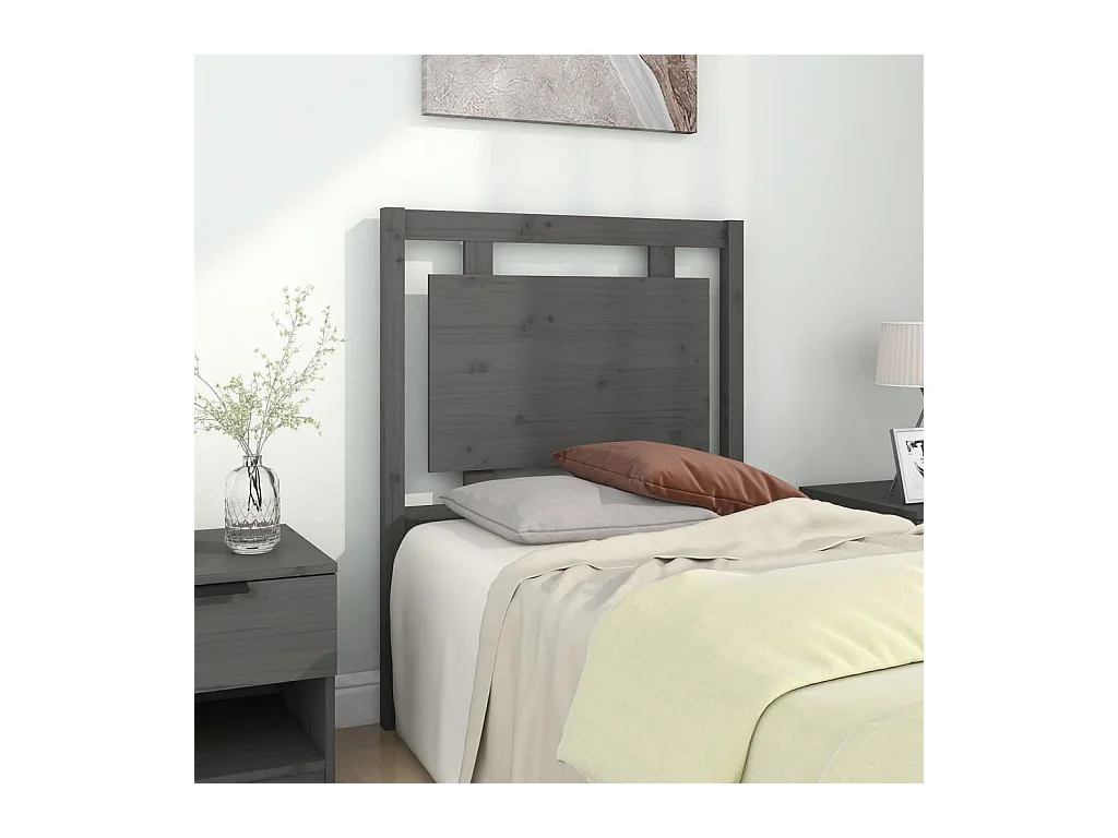 Cabecero de Cama | Cabezal de cama | Mueble de cabecero madera maciza de pino gris 80,5x4x100 cm