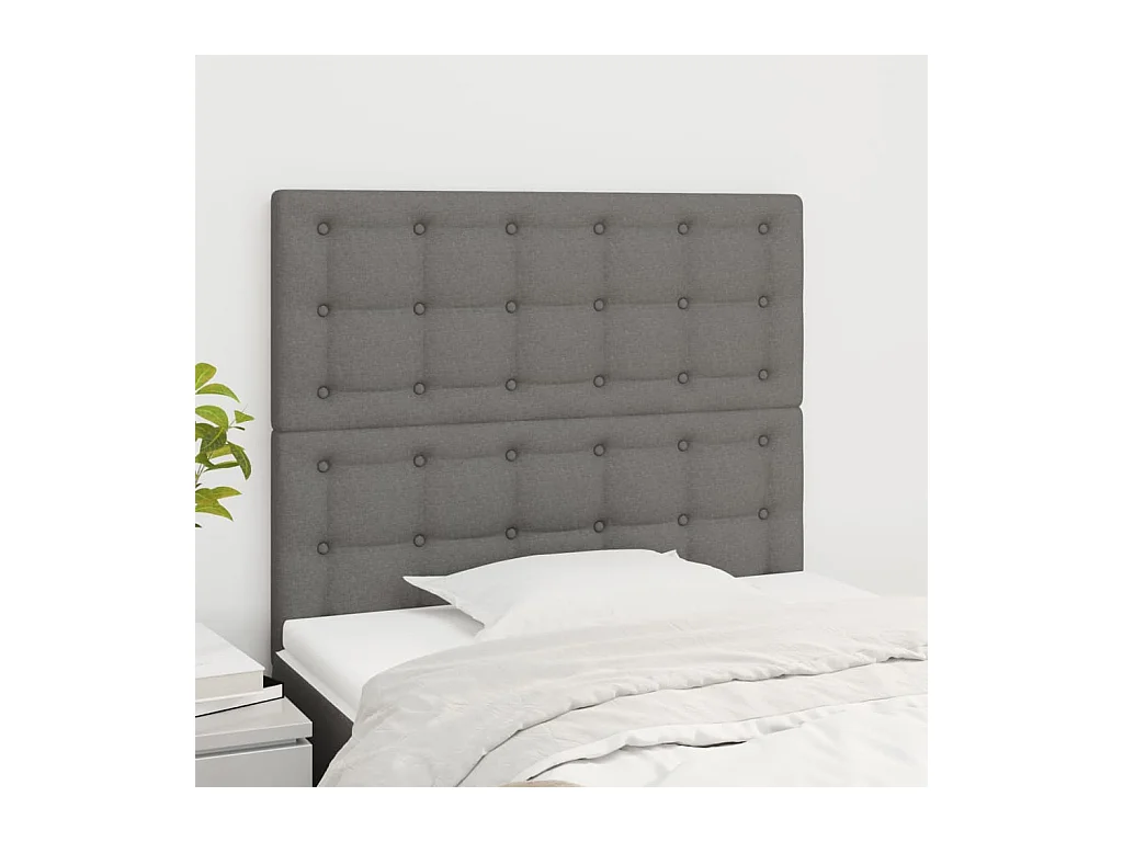 Cabeceros | Cabezal de cama | Mueble de cabecero 2 unidades de tela gris oscuro 100x5x78/88 cm