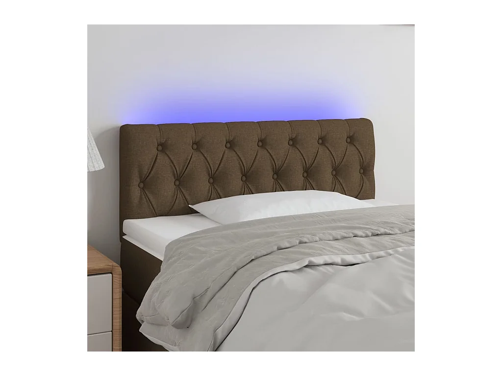Tête de Lit | Panneau de tête pour lit Moderne à LED Marron foncé 100x7x78/88 cm Tissu