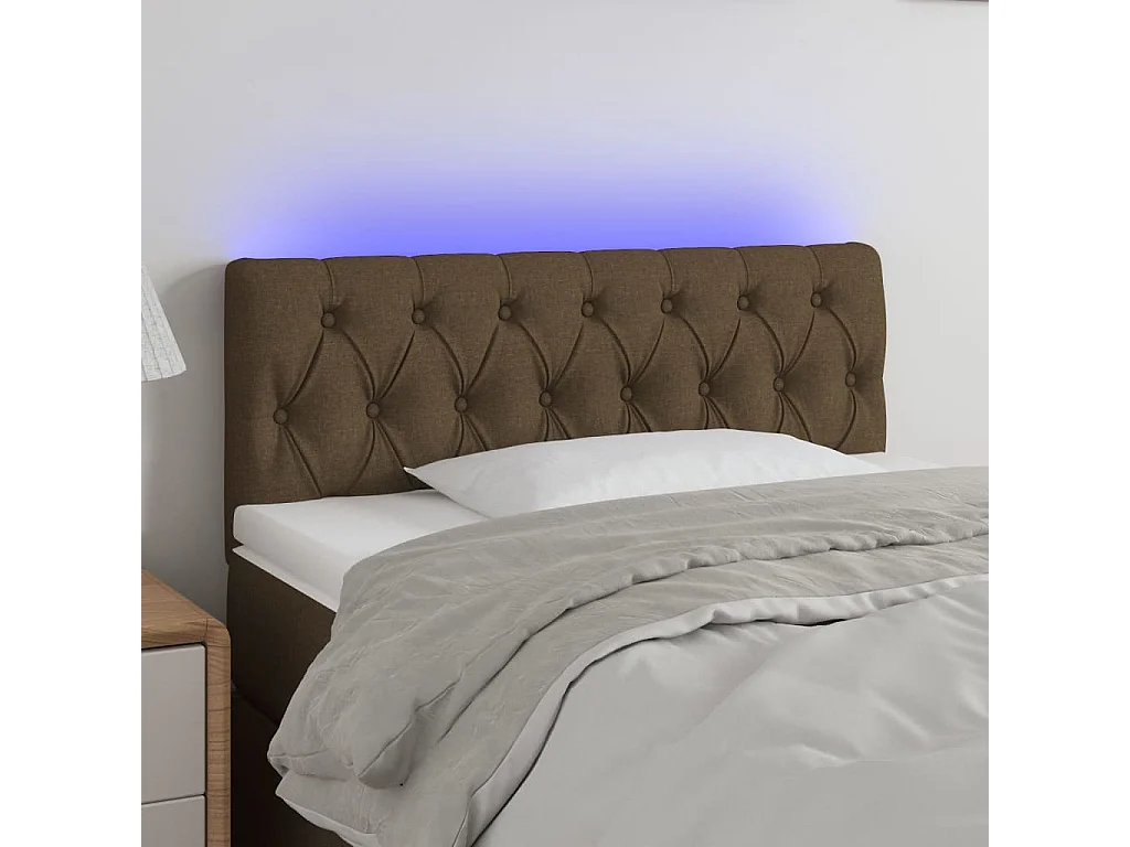 Hoofdbord | Hoofdeinde LED 100x7x78/88 cm stof donkerbruin
