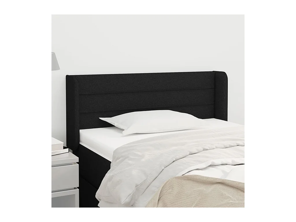 Mueble cabecero | Cabezal de cama | Cabecero de tela negro 93x16x78/88 cm