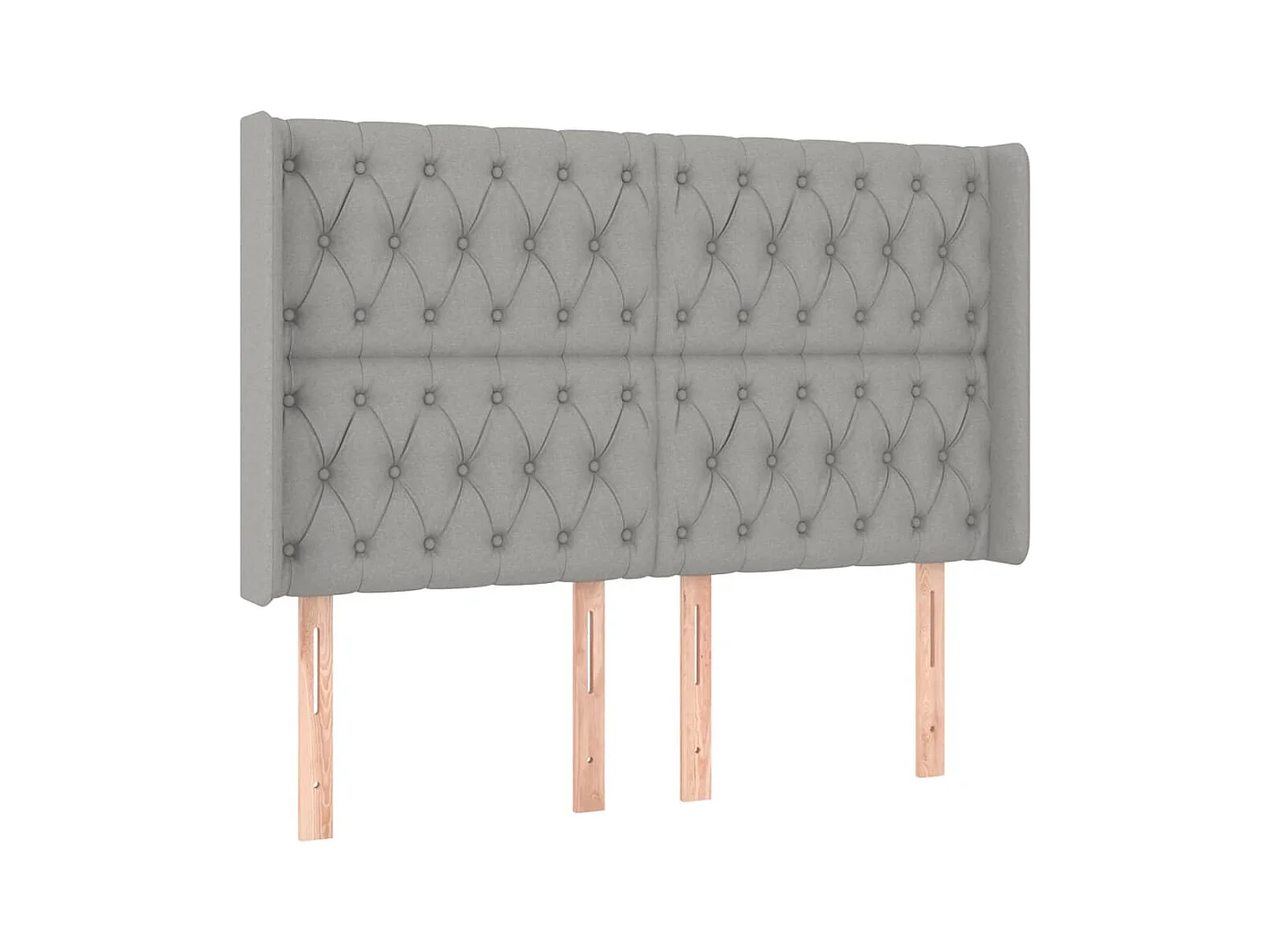 Mueble cabecero | Cabezal de cama | Cabecero con LED de tela gris claro 163x16x118/128 cm