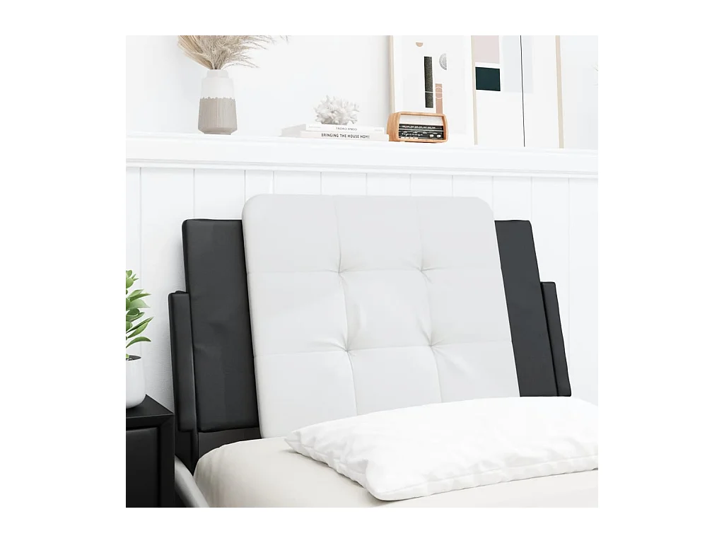 Cabecero de Cama | Cabezal de cama | Mueble de cabecero acolchado Zadar cuero sintético blanco y negro 90 cm