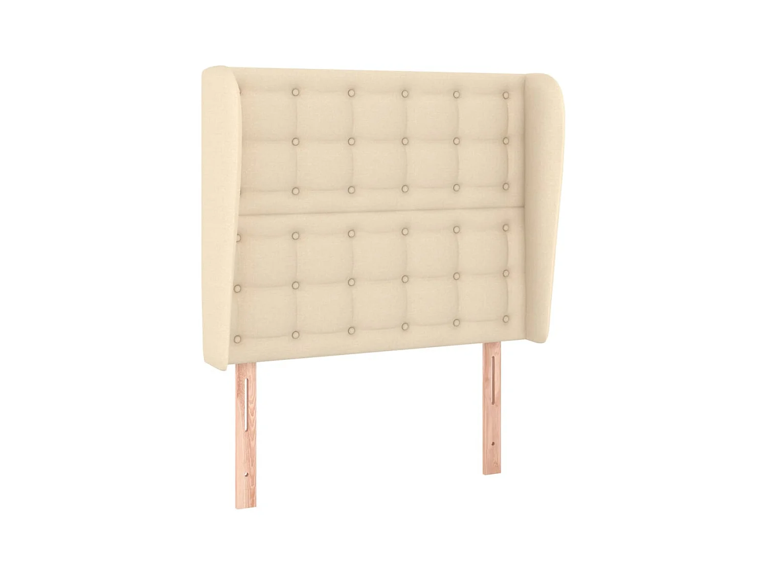 Cabecero | Cabezal de Cama | Mueble cabecero con orejas de tela color crema 83x23x118/128 cm