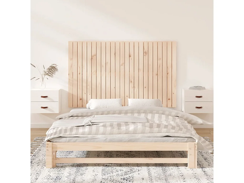 Cabecero de Cama | Cabezal de cama | Mueble de cabecero de pared madera maciza de pino 147x3x90 cm