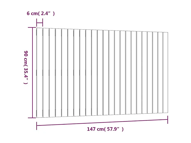 Cabecero de Cama | Cabezal de cama | Mueble de cabecero de pared madera maciza de pino 147x3x90 cm