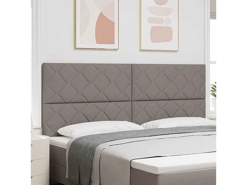 Tête de Lit | Panneau de tête pour lit Moderne en Tissu Geometric Manuel Taupe 200 cm tissu